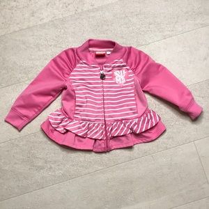 Puma Baby Jacket Sz 12 Months Pink White Stripe Ruffle